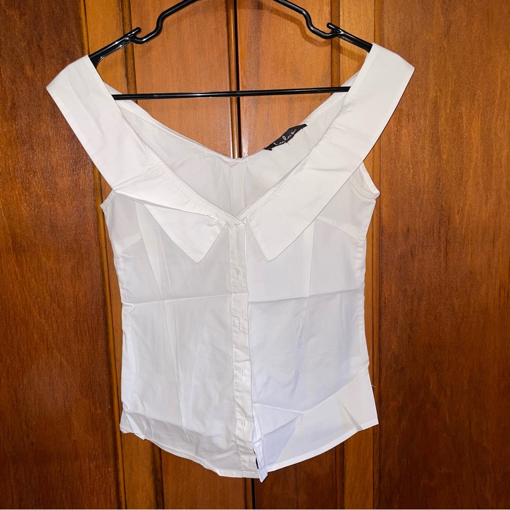 Lulus off the shoulder white button down crop top